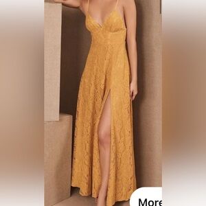 Fame and partners Anthropologie BHLDN Dona maxi dress yellow